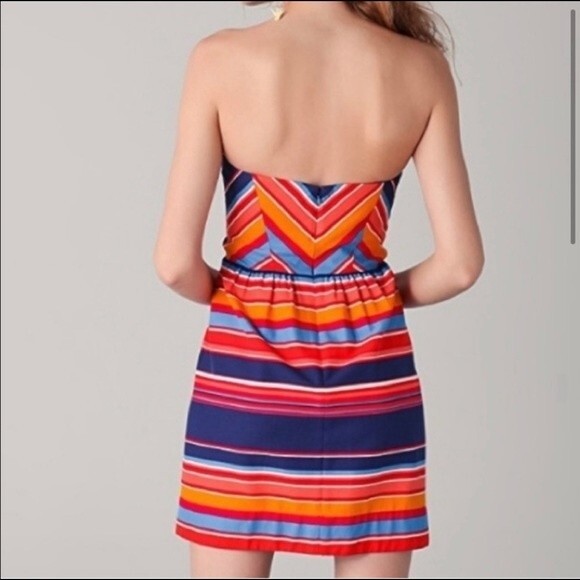 LAST CHANCE NWT Shoshanna Frannie Silk Blend Strapless Striped Dress - Size 0 - Picture 3 of 13